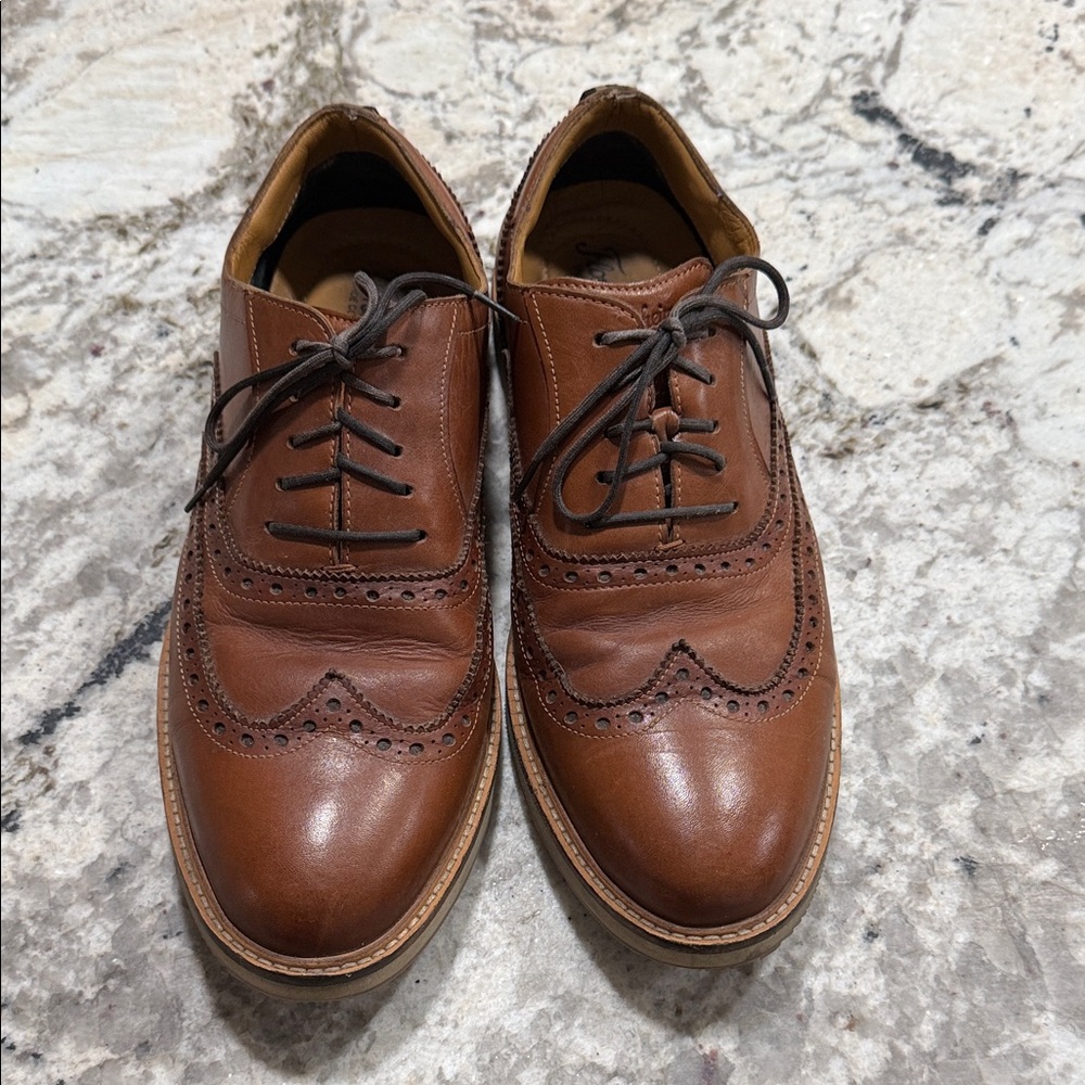 Men's Florshein Tan Leather Brogue Derby Shoes